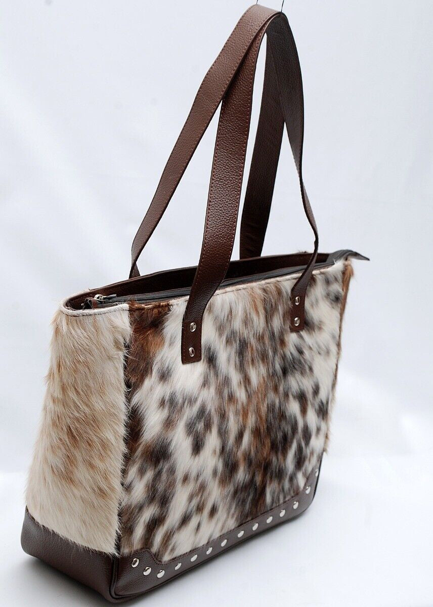 Natural Cowhide Bag Brown White