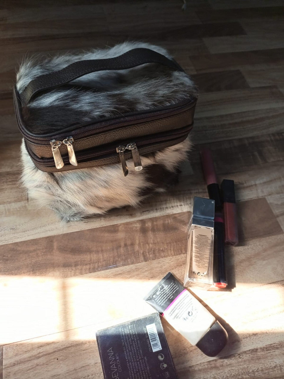 Cowhide Women's Makeup Vanity Kit Pouch