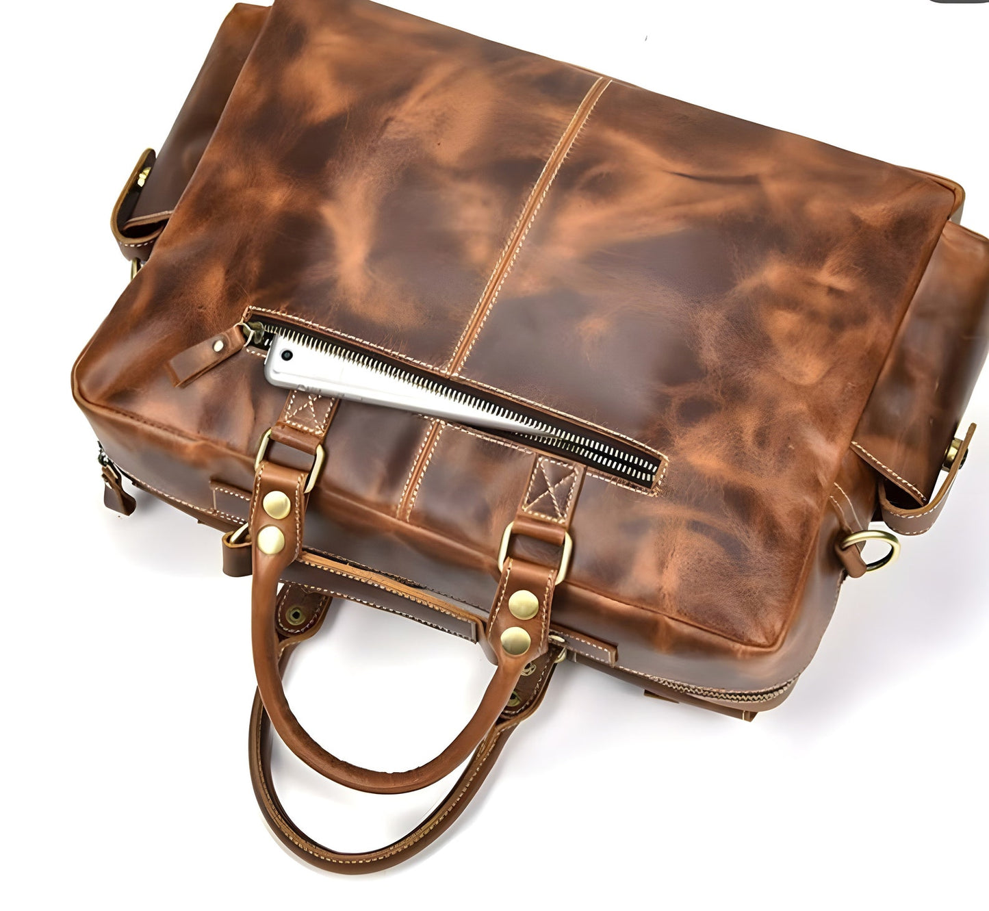 17.3" Large Laptop Leather Messenger Bag