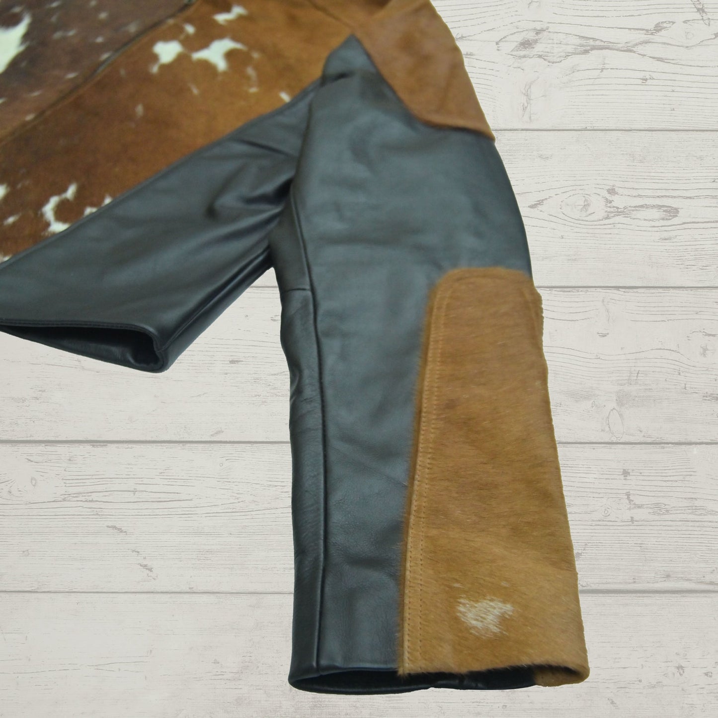Leather Cowhide Jacket Brown White