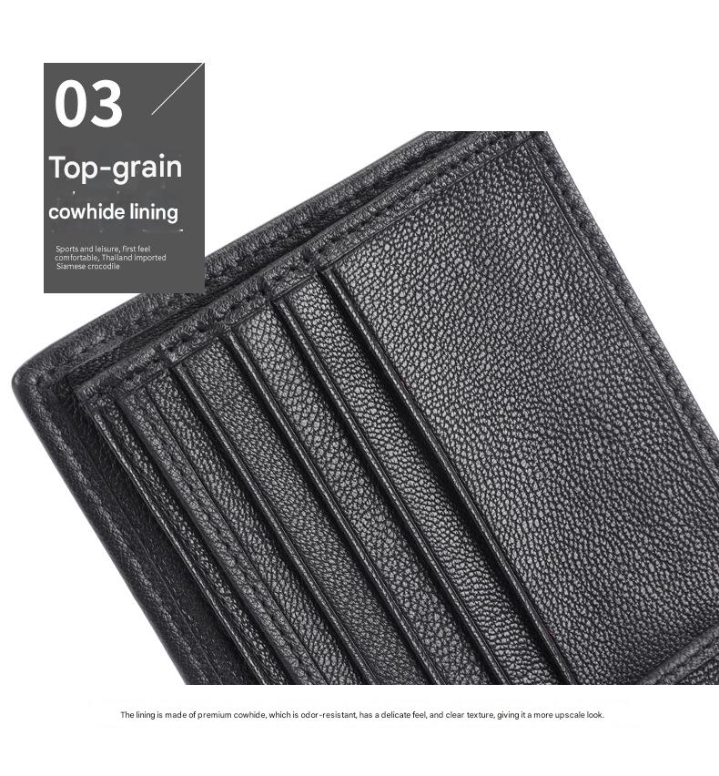 Men’s Crocodile Bone Leather Wallet Bifold