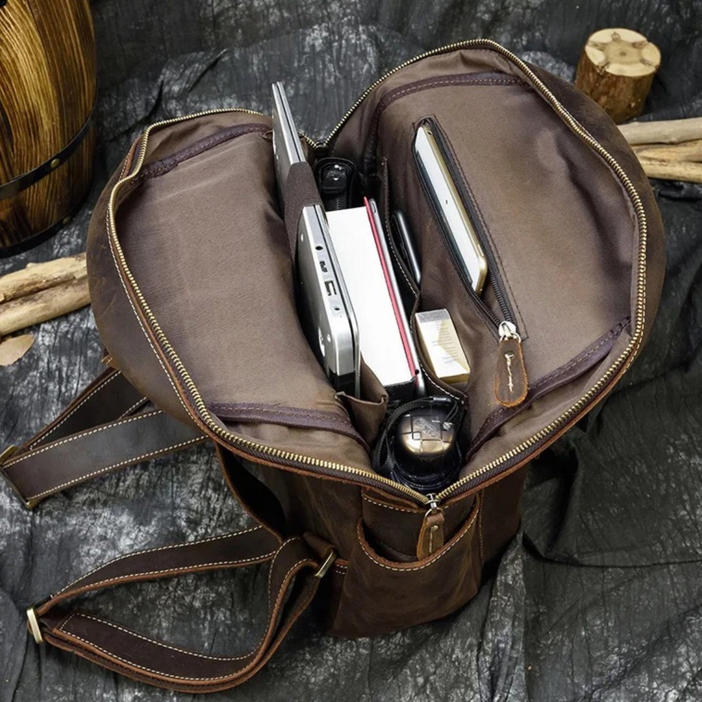 Genuine Leather Travel Backpack Bag