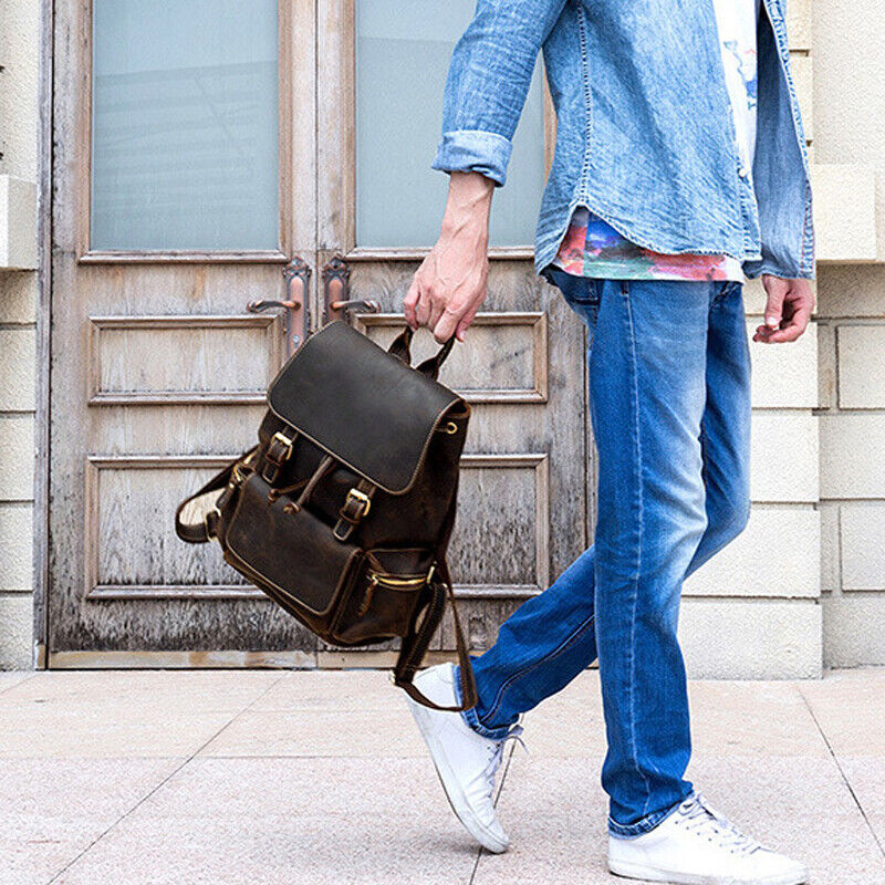 Cowhide Laptop Travel Backpack