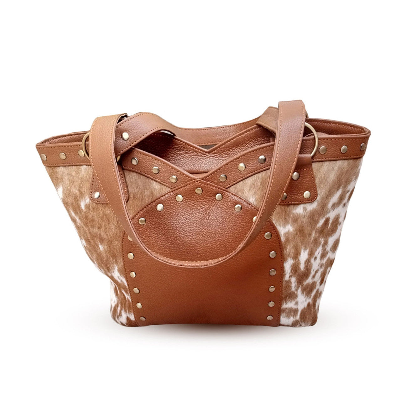 Cowhide Tote Bag Black White