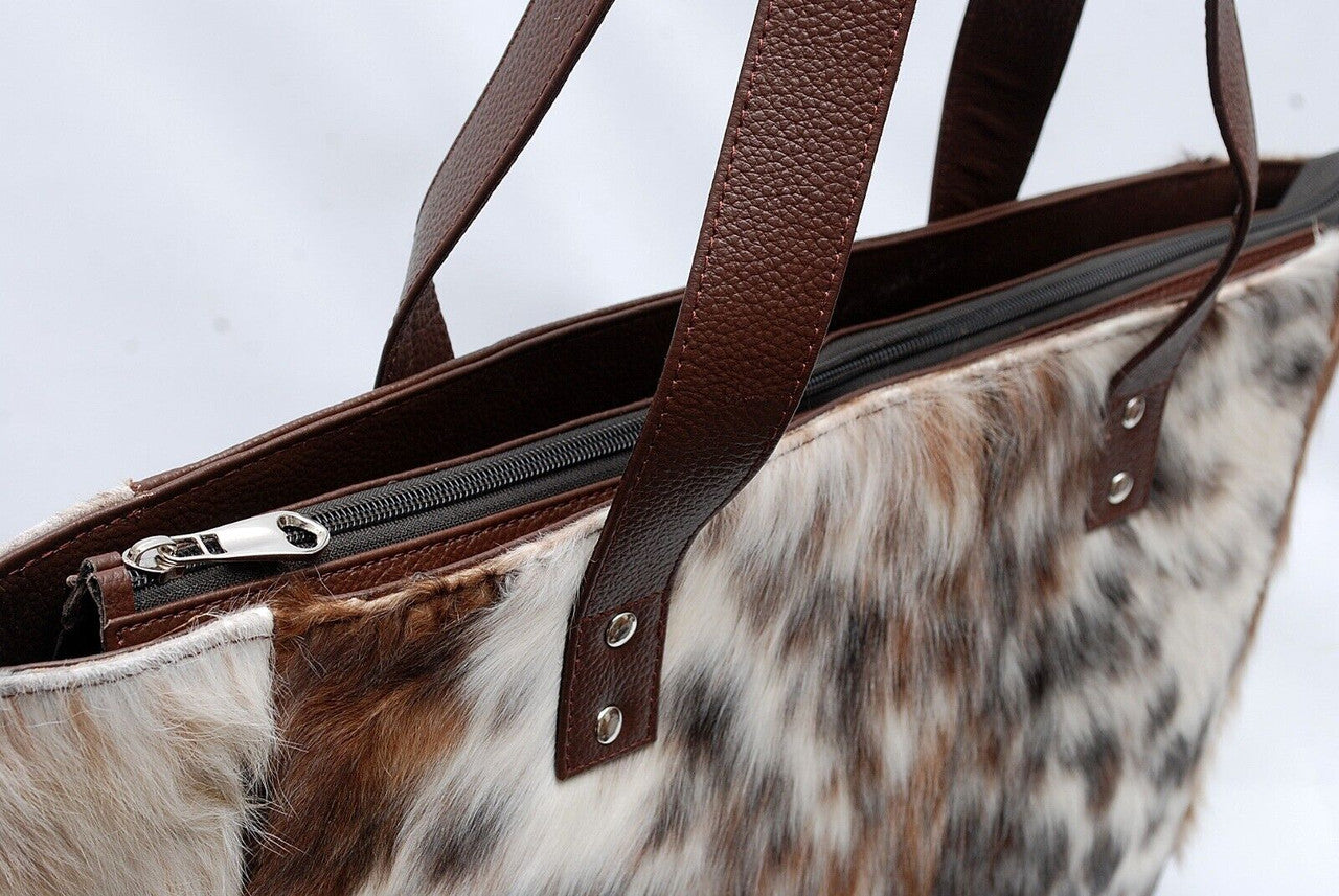 Natural Cowhide Bag Brown White