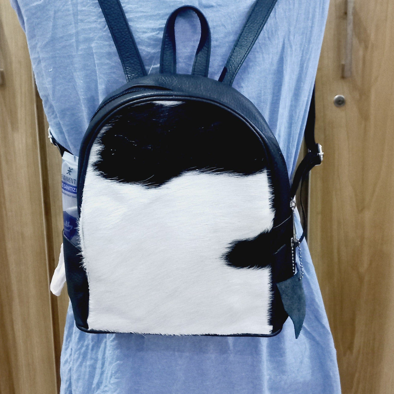 Black White Mini Cowhide Backpack