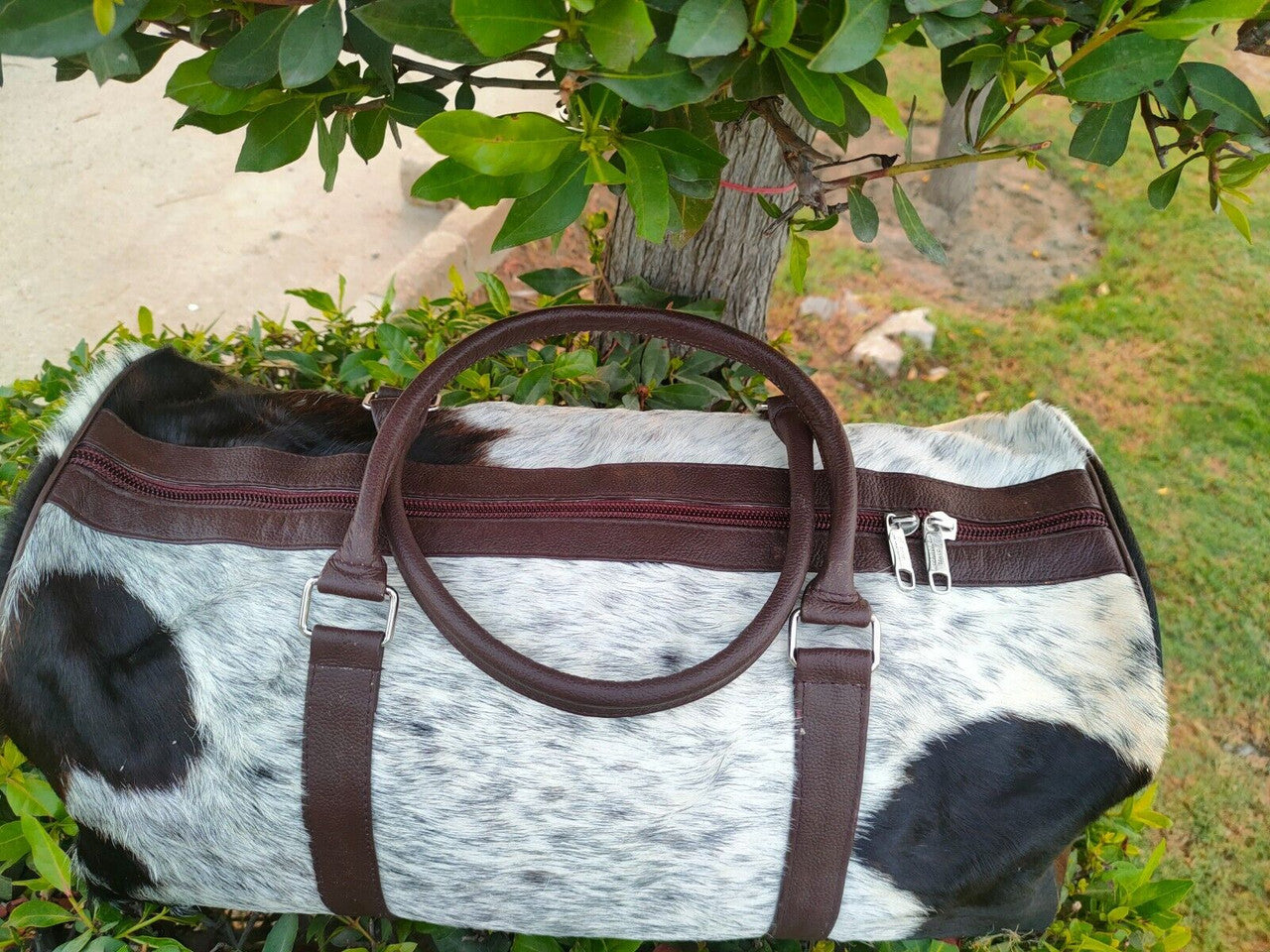 Tricolor Cowhide Duffle Bag