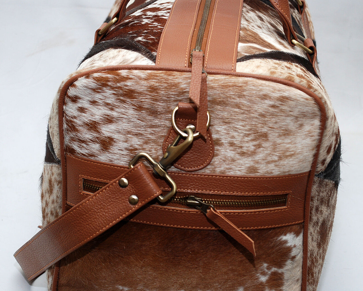 Cowhide Duffle Bag Patchwork Style