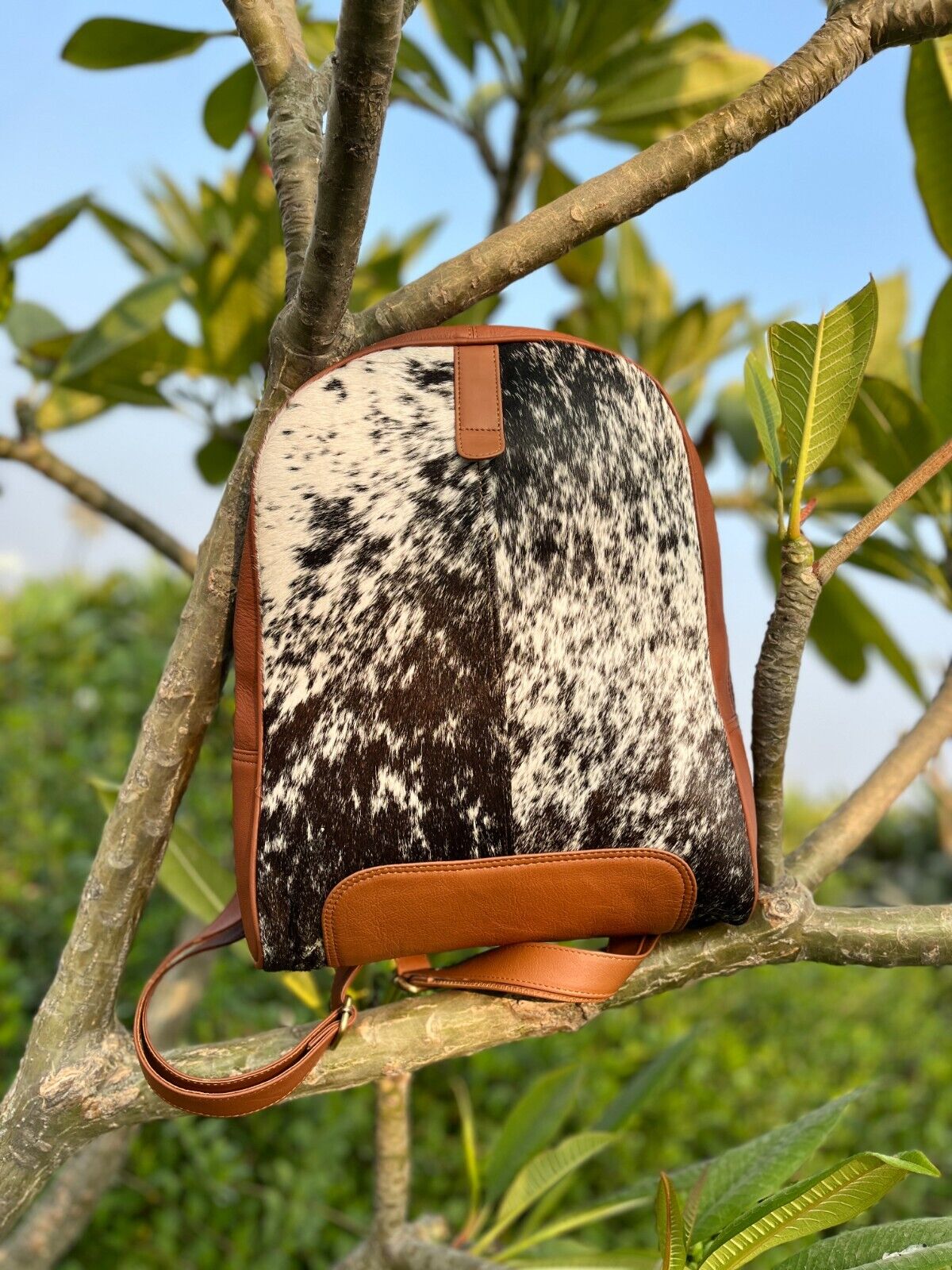 Black White Speckled Cowhide Backpack