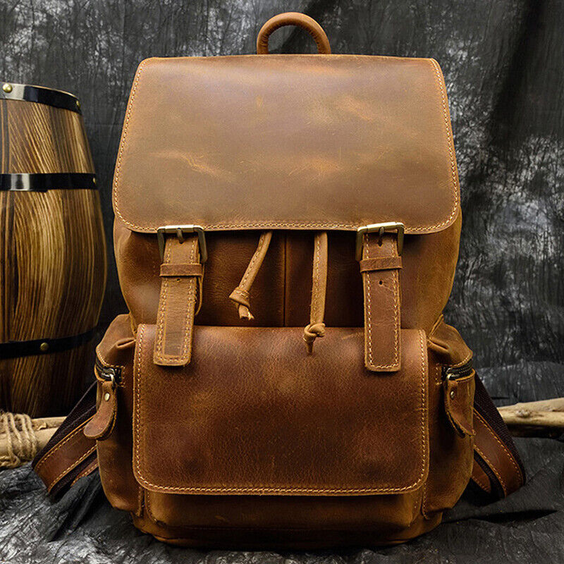 Cowhide Laptop Travel Backpack