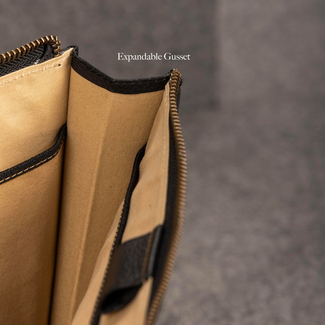 Black Leather Case with Zippers
