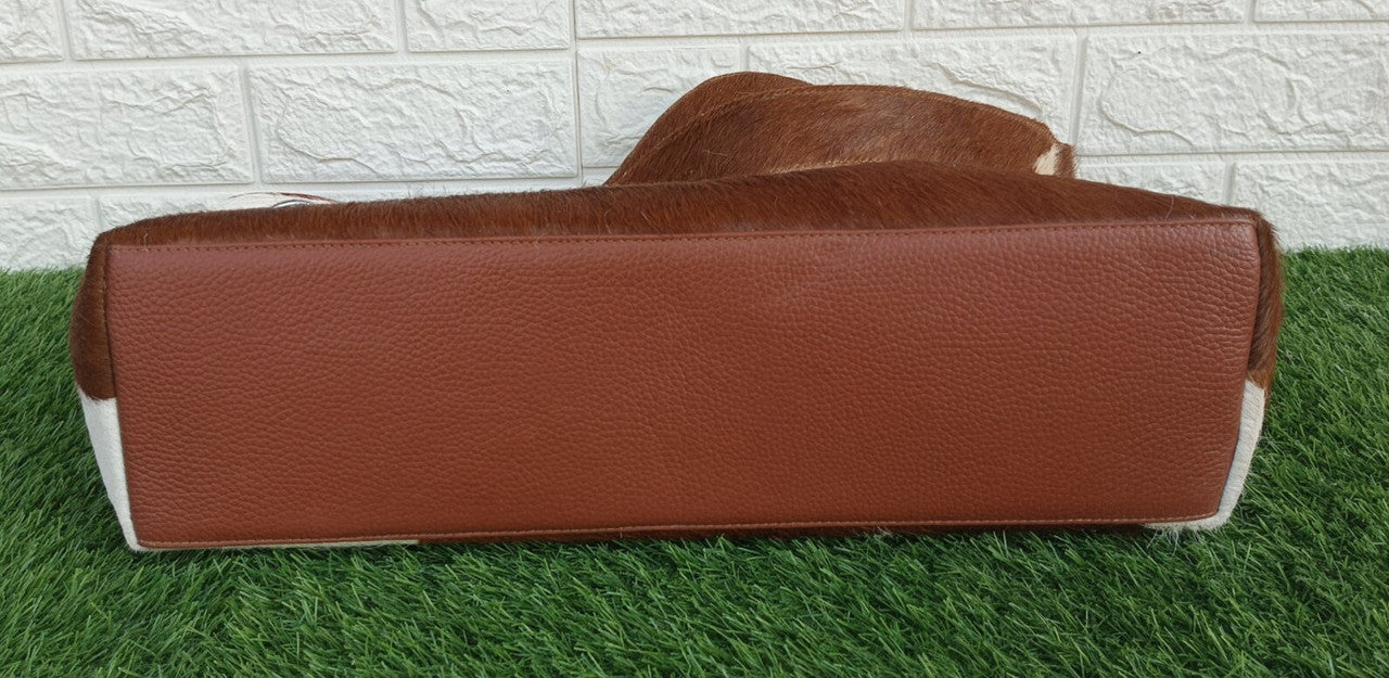 Brown White Cowhide Shoulder Bag