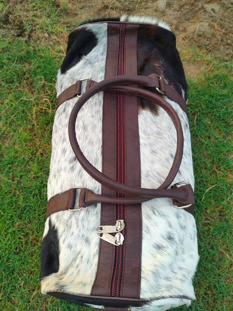 Tricolor Cowhide Duffle Bag