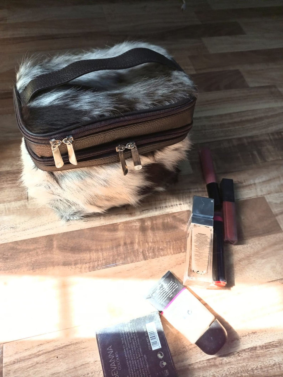 Cowhide Women's Makeup Vanity Kit Pouch