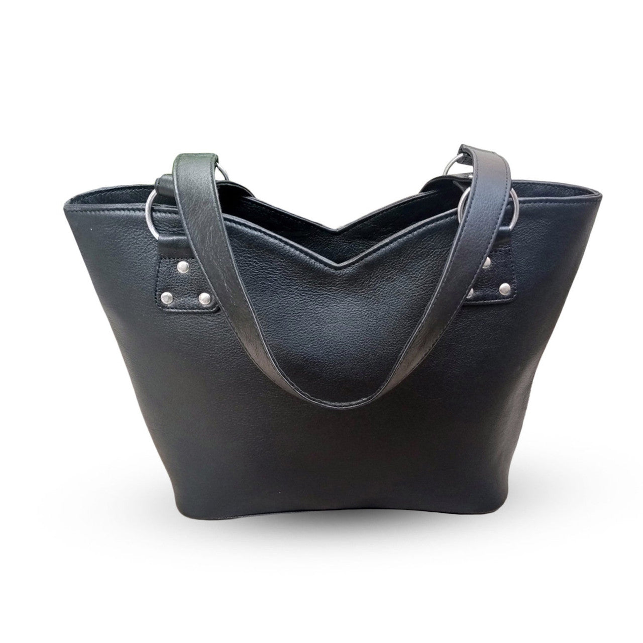 Cowhide Tote Bag Black White