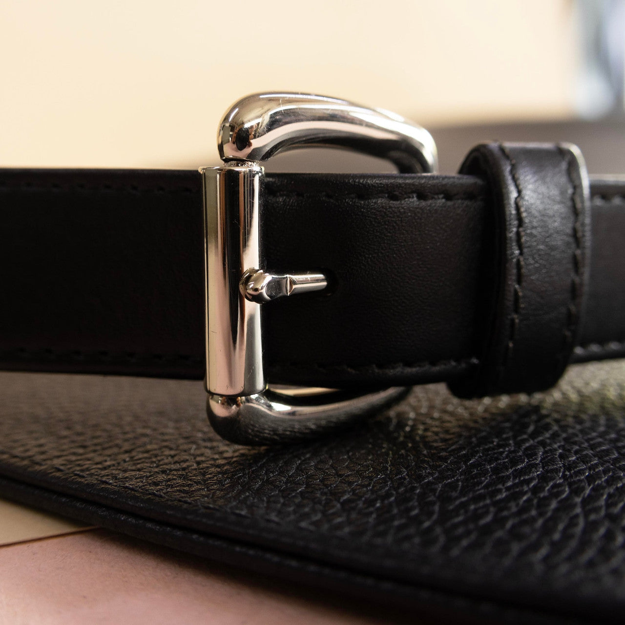 Black Leather Laptop Messenger Bag