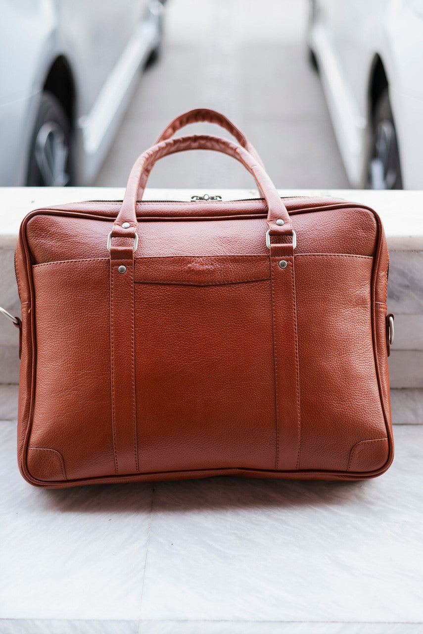 Genuine Brown Leather Laptop Office Bag