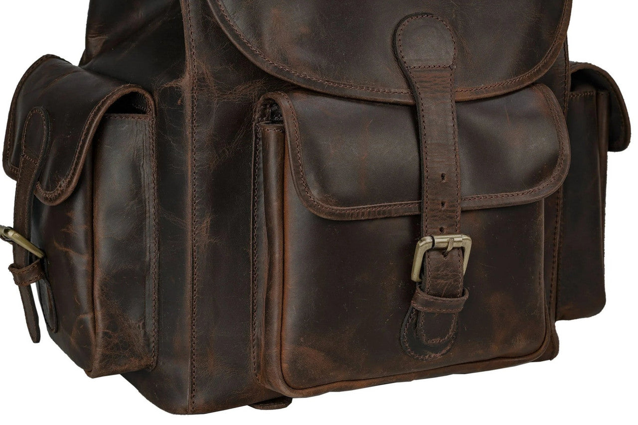 Genuine Leather Travel Backpack Rucksack