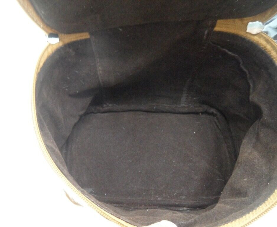 Cowhide Makeup Toiletry Zipper Vanity Bag