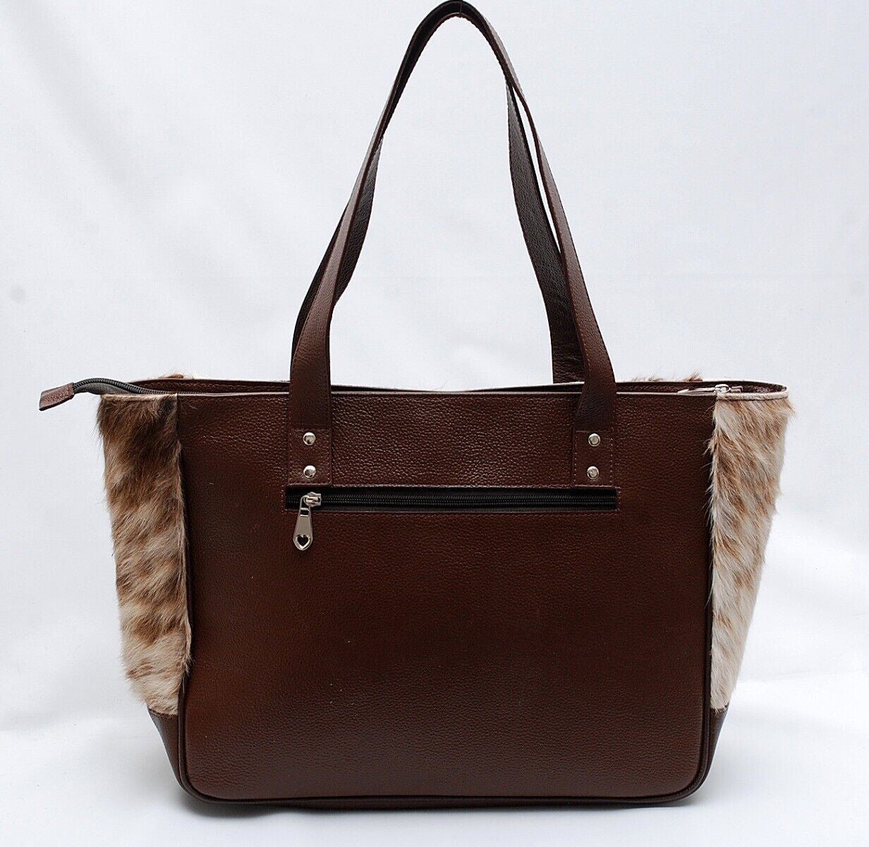 Natural Cowhide Bag Brown White
