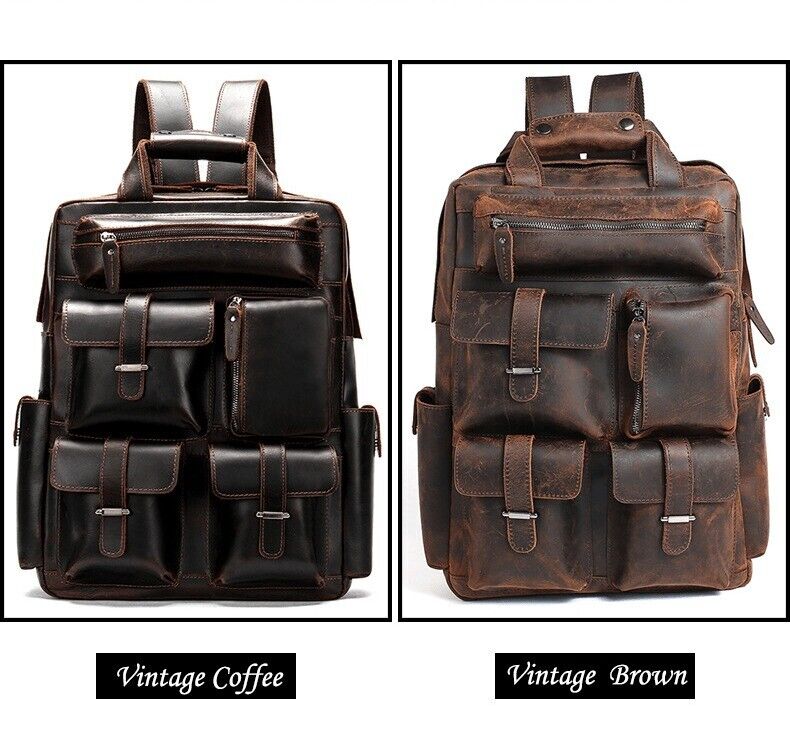 Cowhide Leather Backpack Large Size