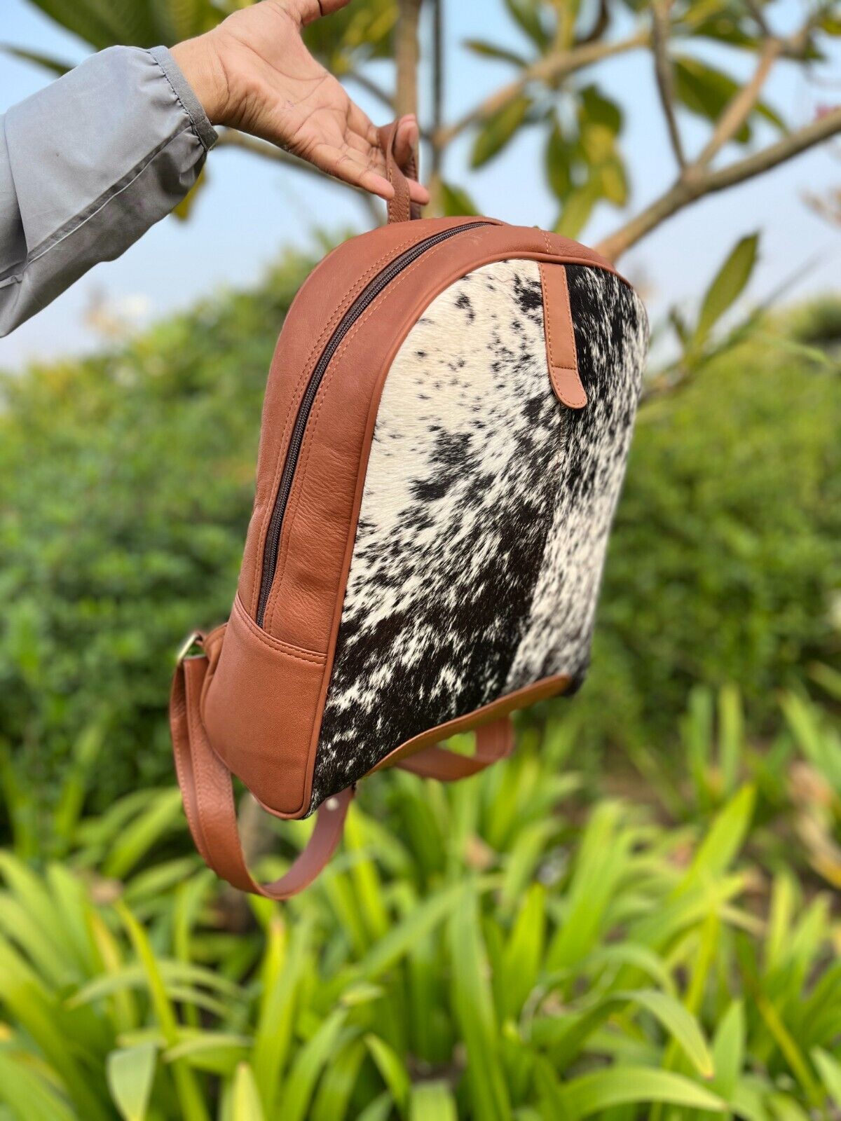 Black White Speckled Cowhide Backpack