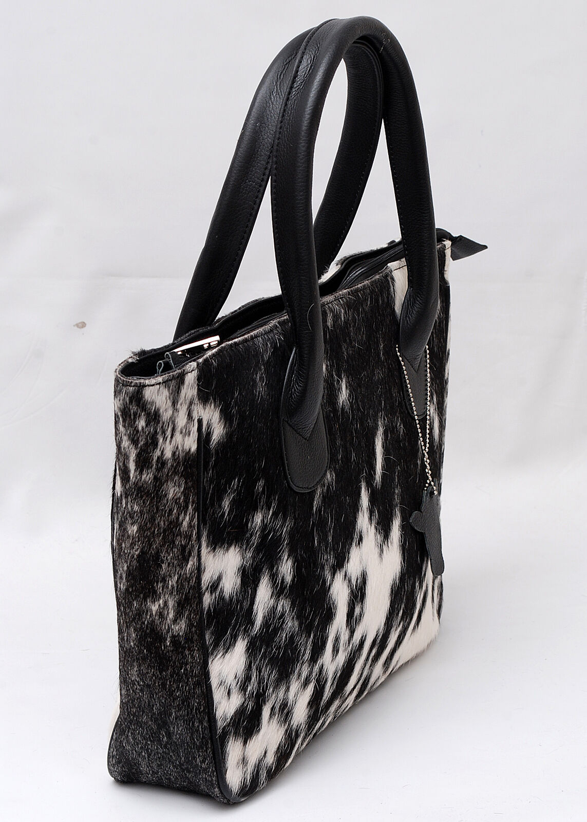 Black White Cow Skin Hide Shoulder Purse