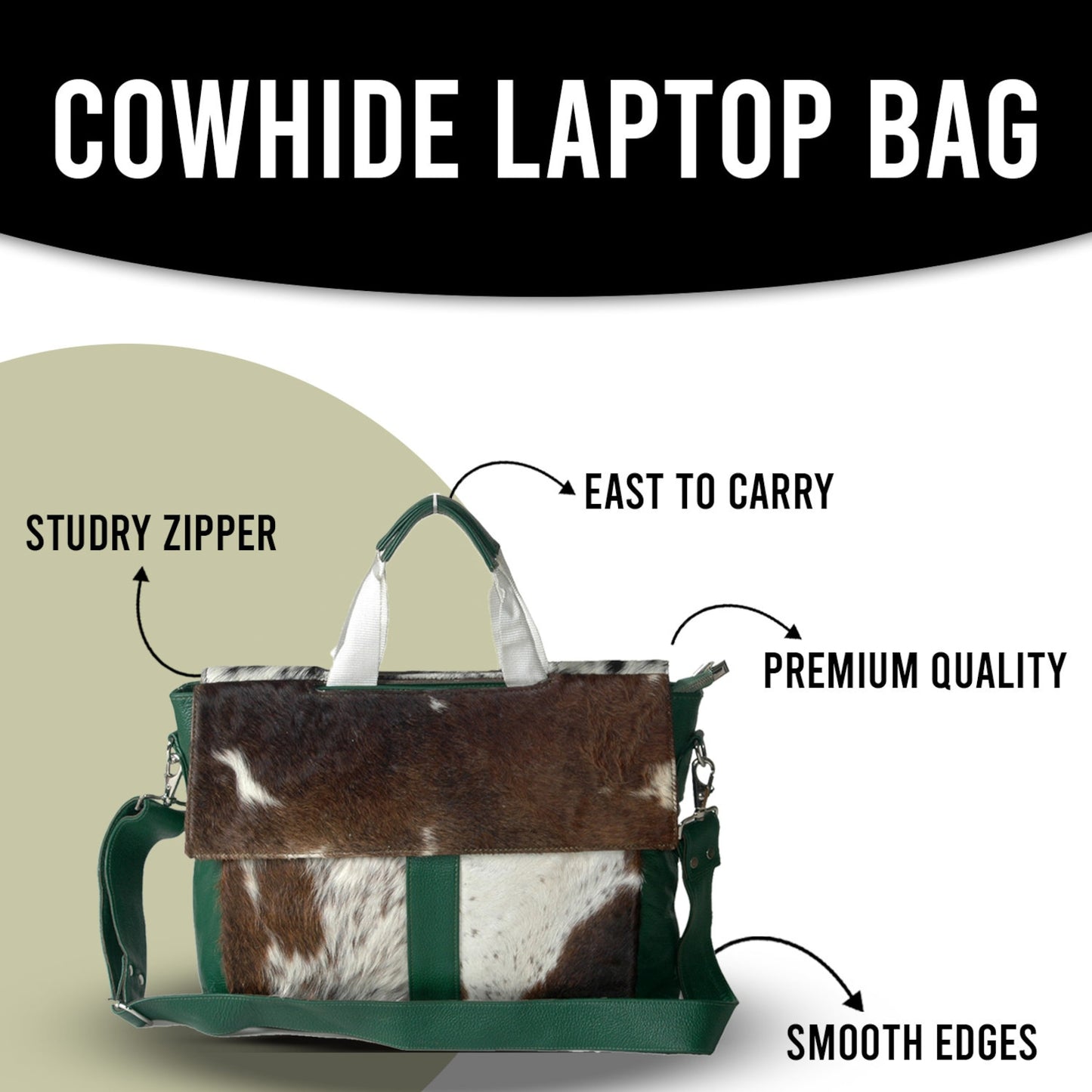 Brown White Cowhide Laptop Bag
