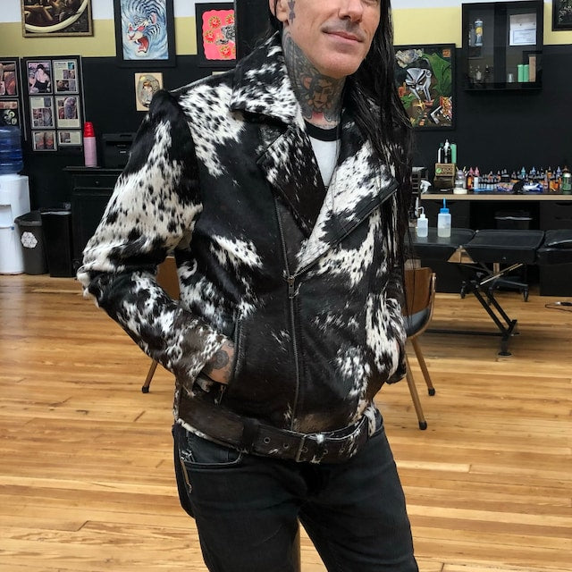 Black White Cowhide Jacket