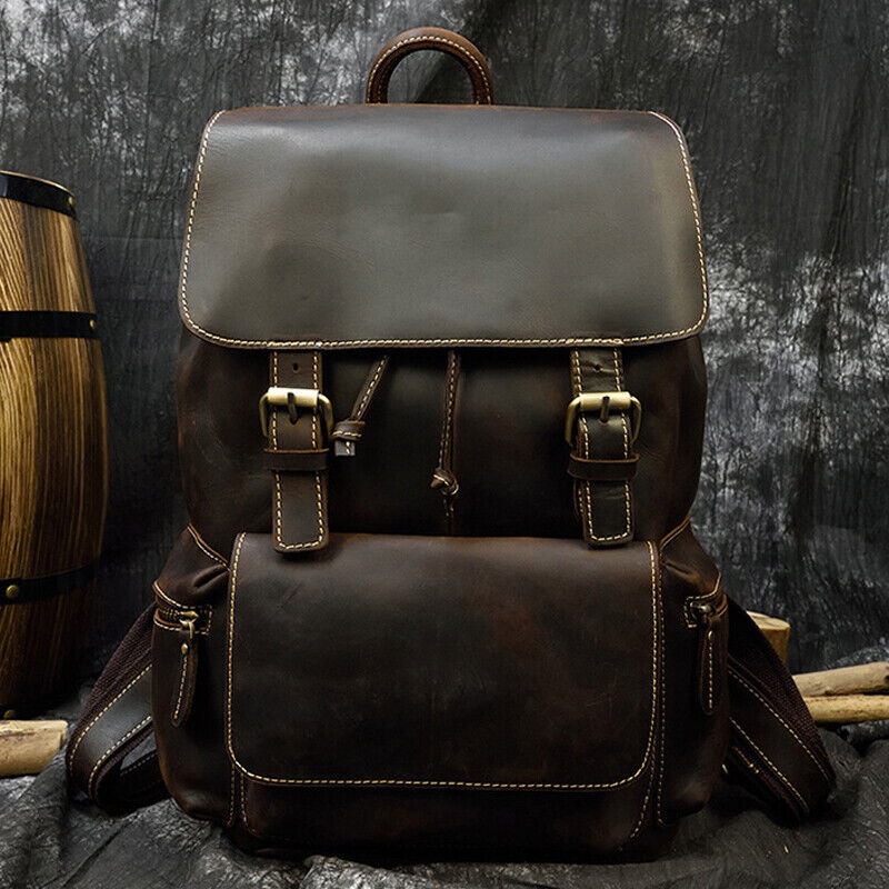 Cowhide Laptop Travel Backpack