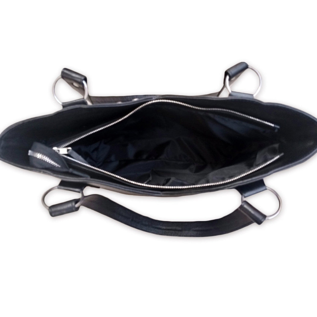 Cowhide Tote Bag Black White