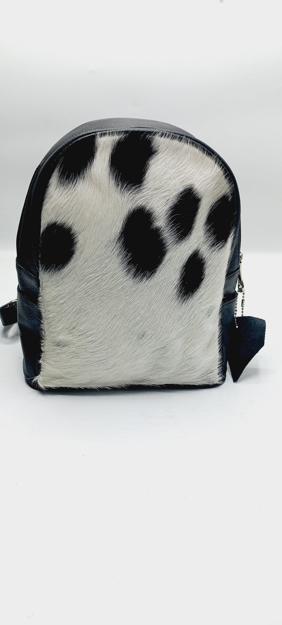 Black White Mini Cowhide Backpack