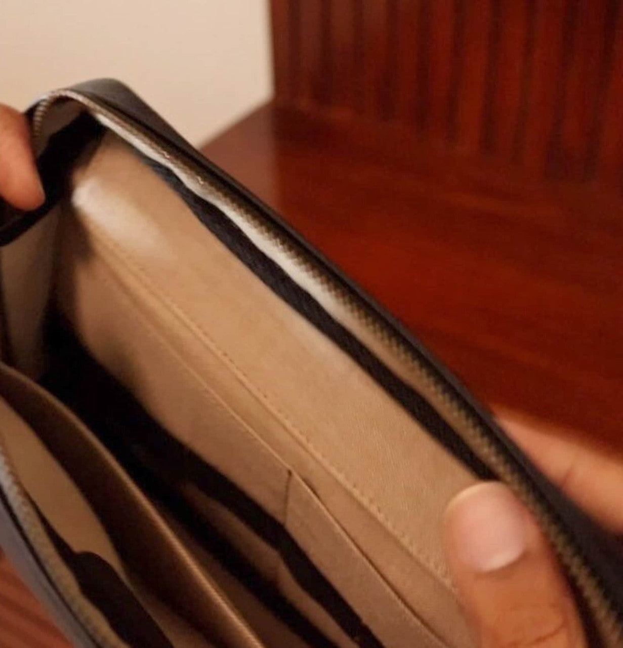 Black Leather Pouch With Zippers
