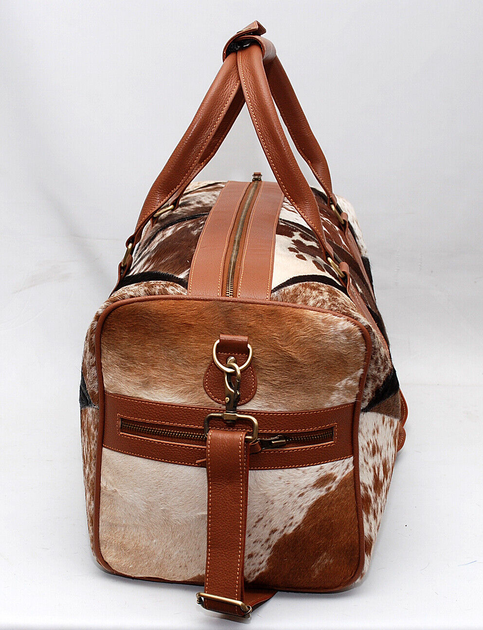 Cowhide Duffle Bag Patchwork Style