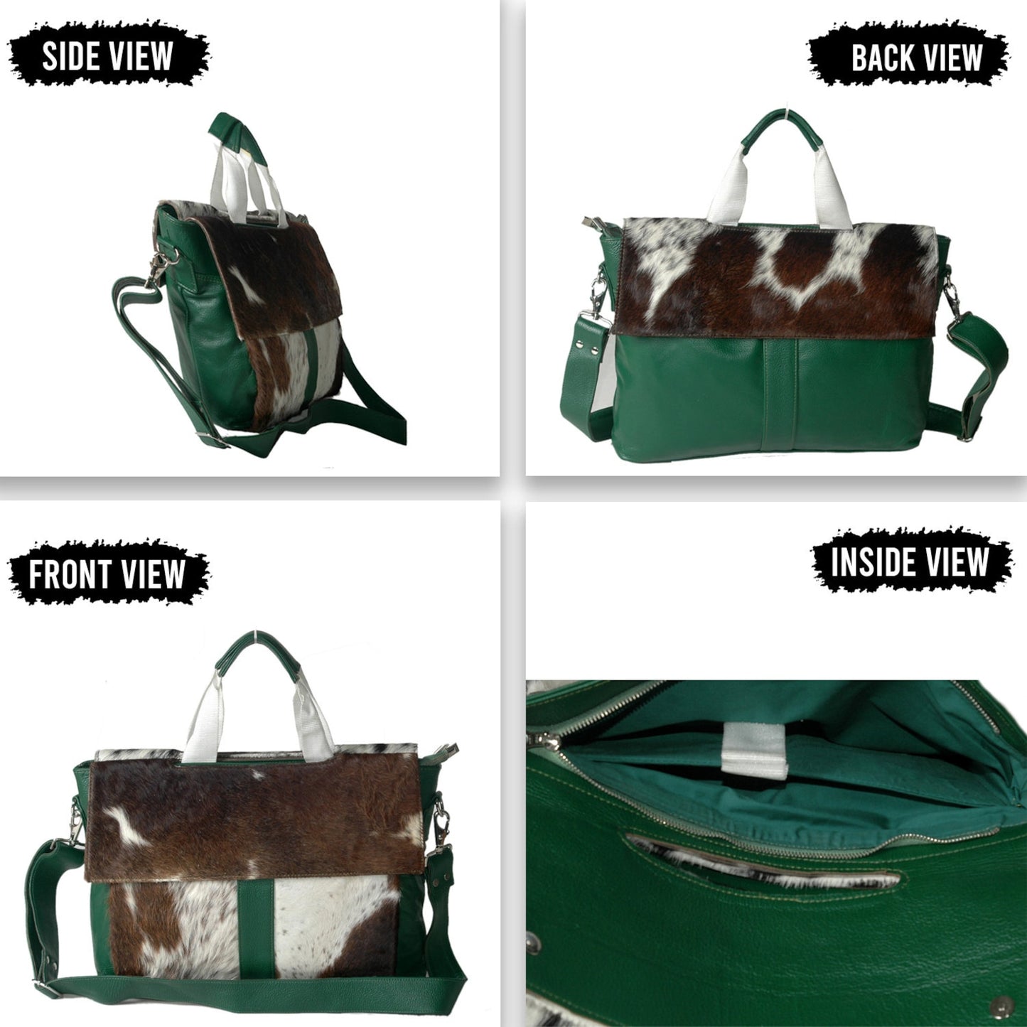 Brown White Cowhide Laptop Bag