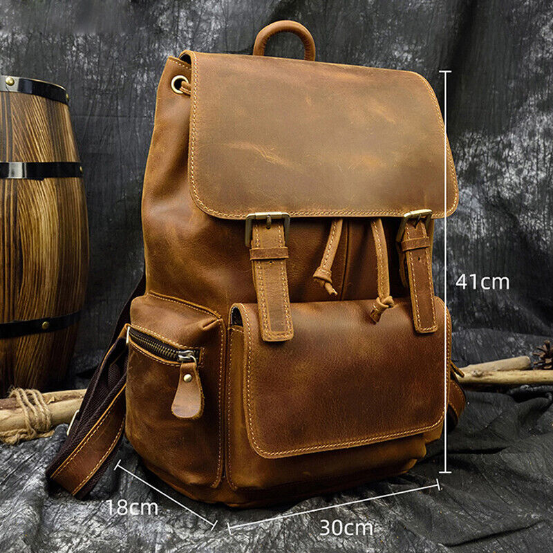 Cowhide Laptop Travel Backpack