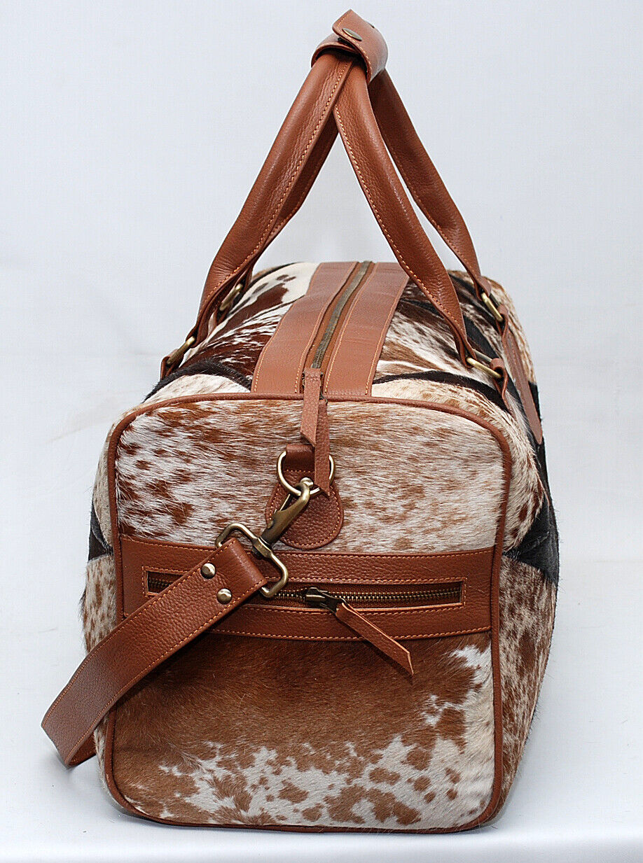 Cowhide Duffle Bag Patchwork Style