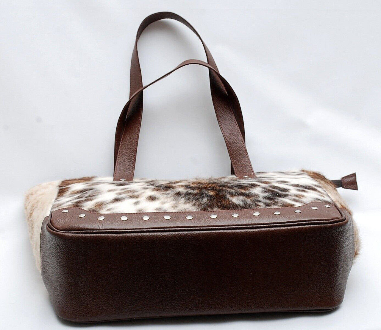 Natural Cowhide Bag Brown White