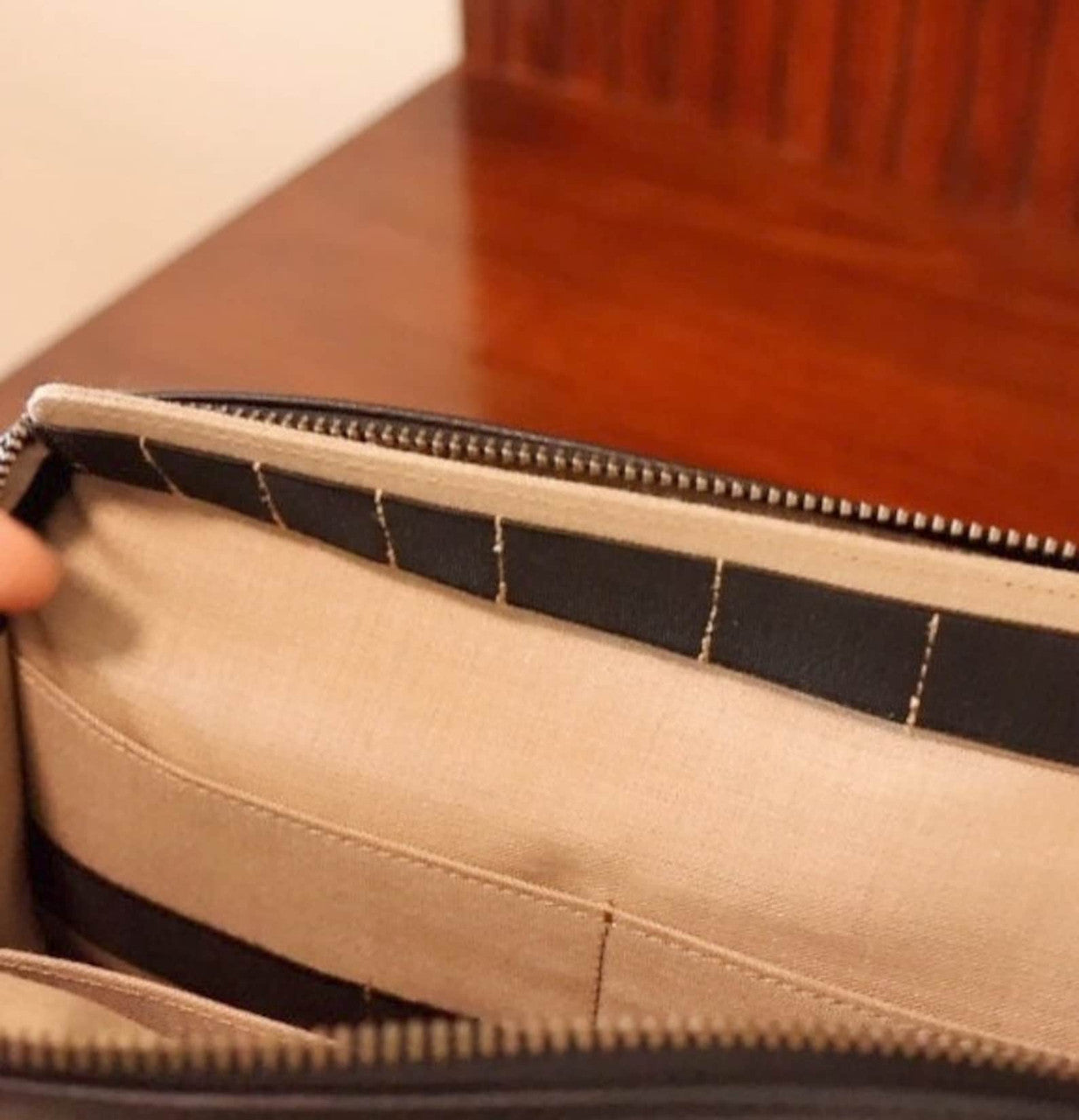 Black Leather Pouch With Zippers