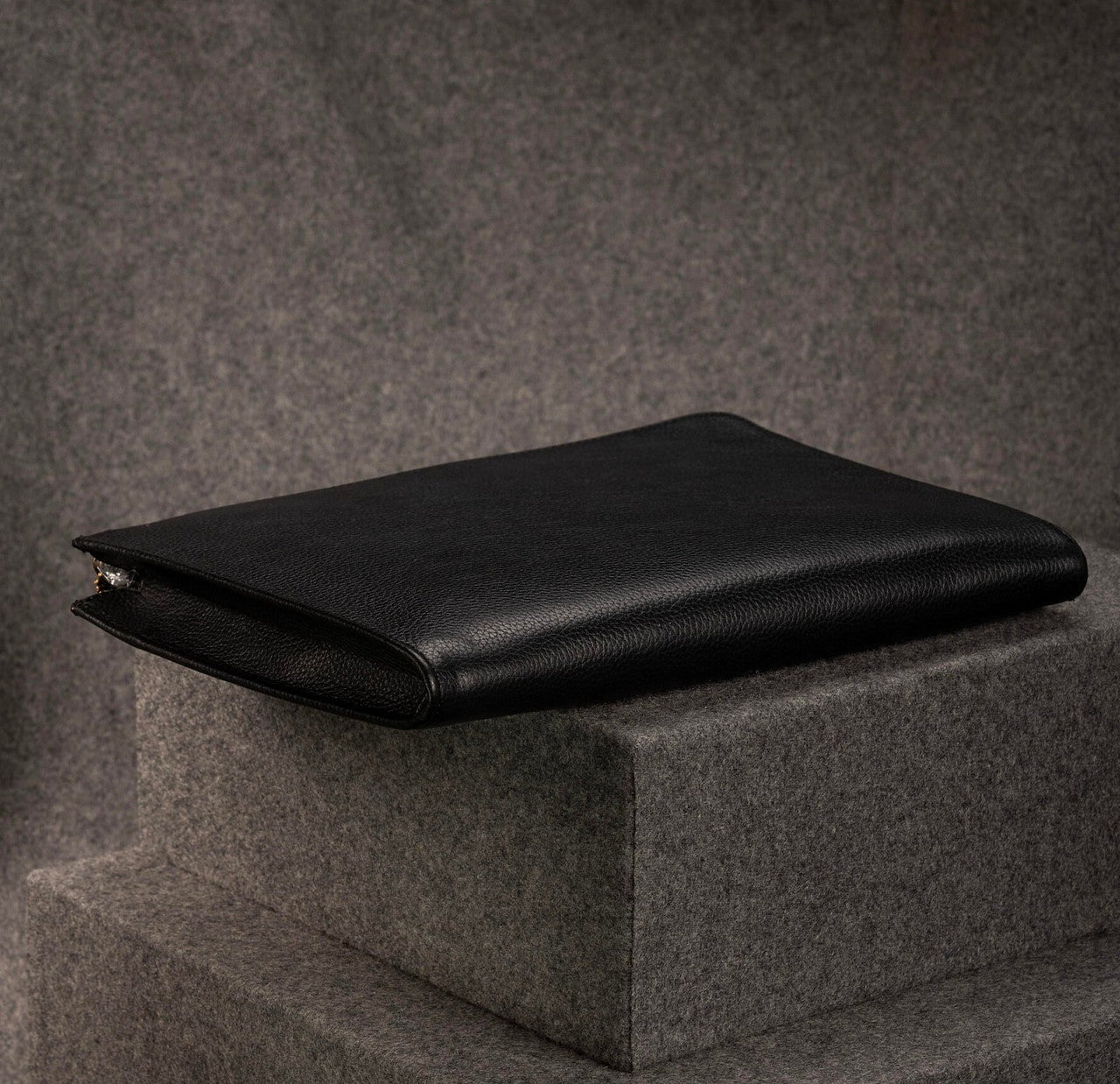 Black Leather Case with Zippers
