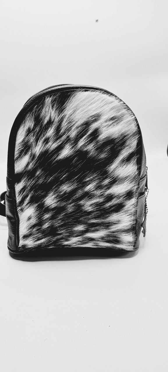 Black White Mini Cowhide Backpack