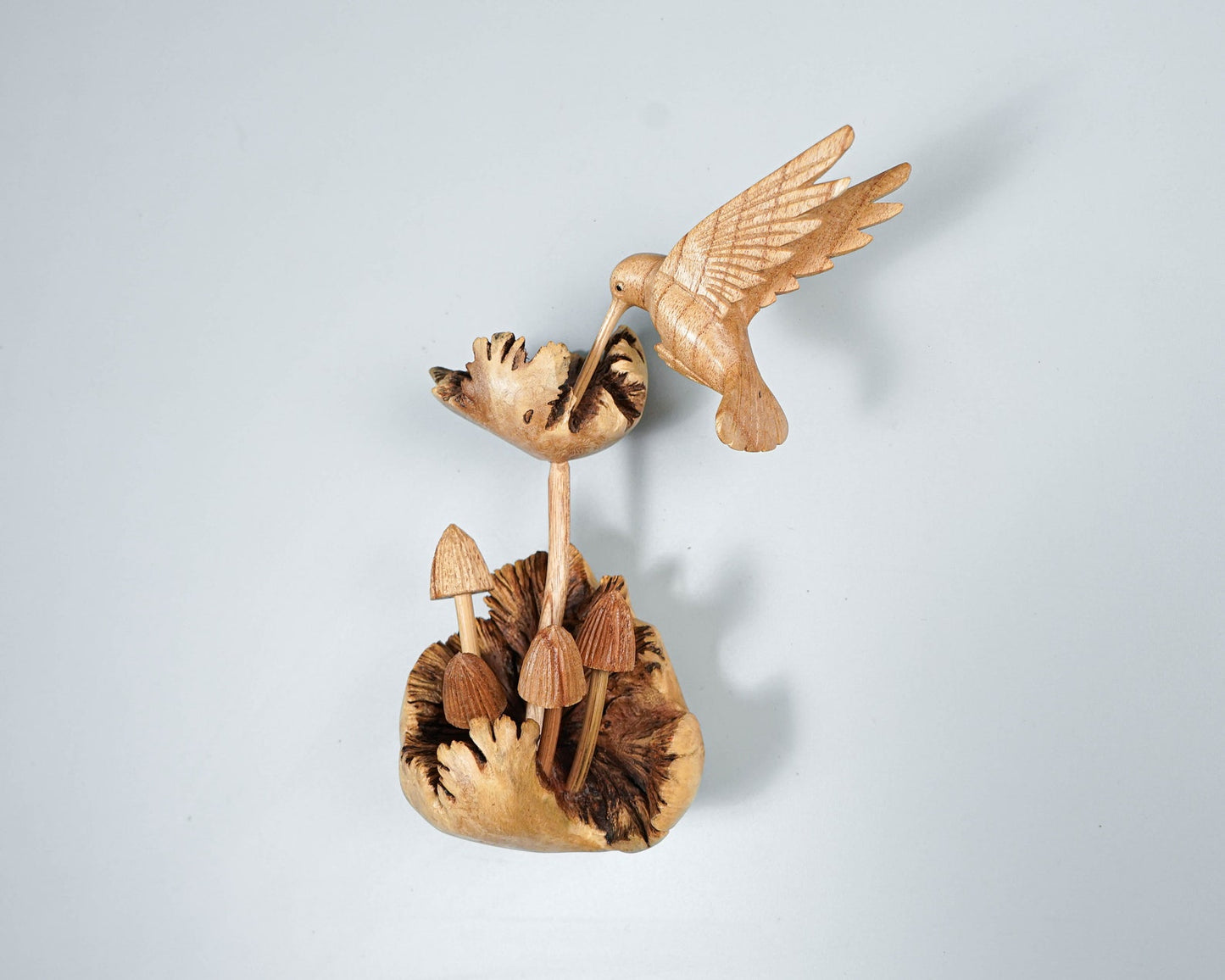 wooden wall decor Hummingbird on Mushroom