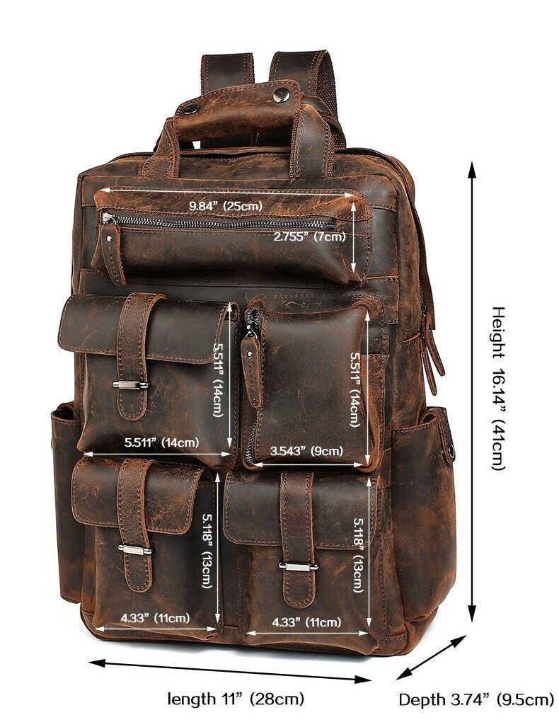 Cowhide Leather Backpack Large Size