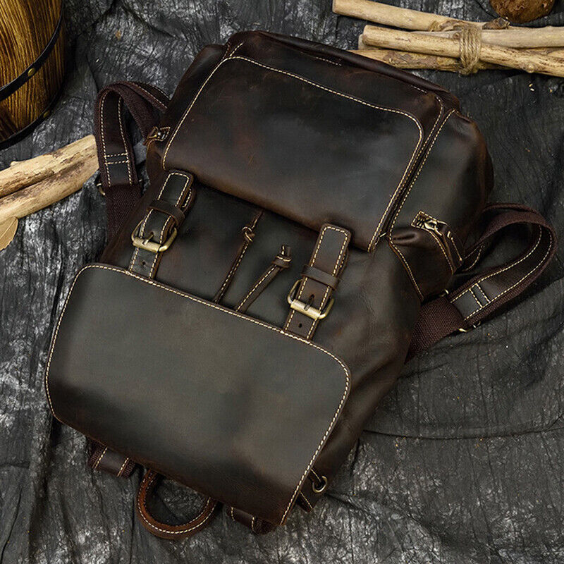 Cowhide Laptop Travel Backpack