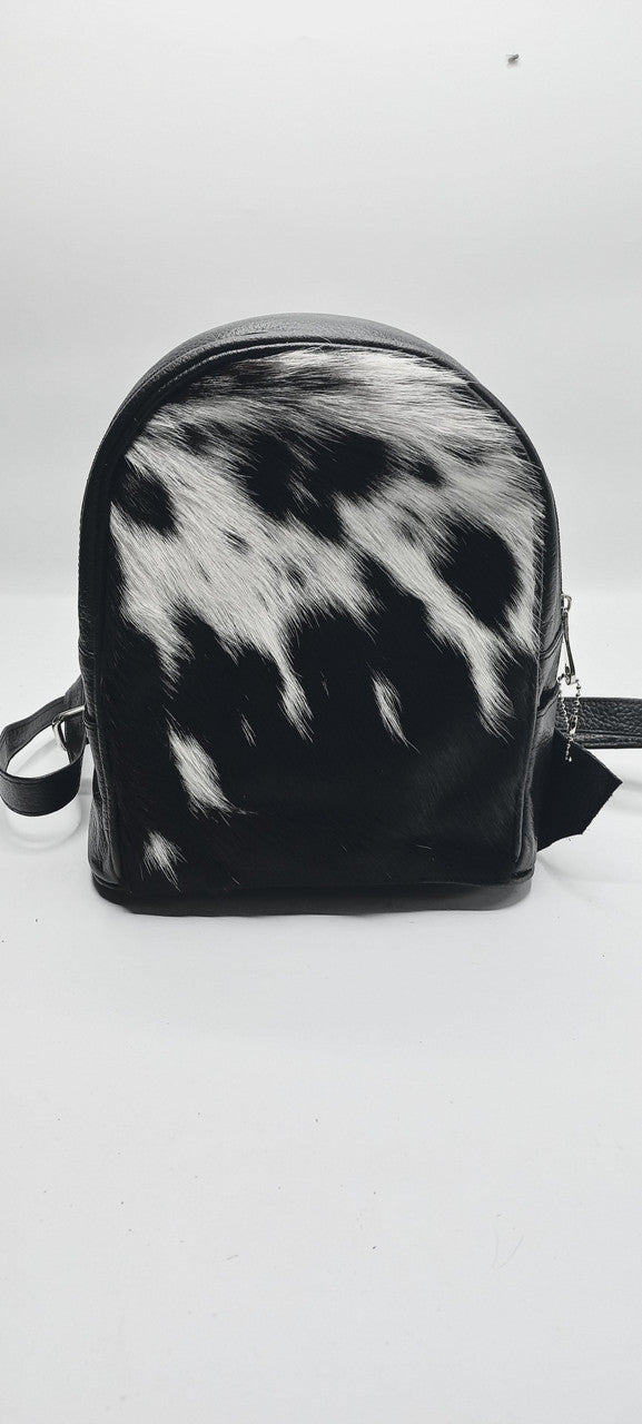 Black White Mini Cowhide Backpack