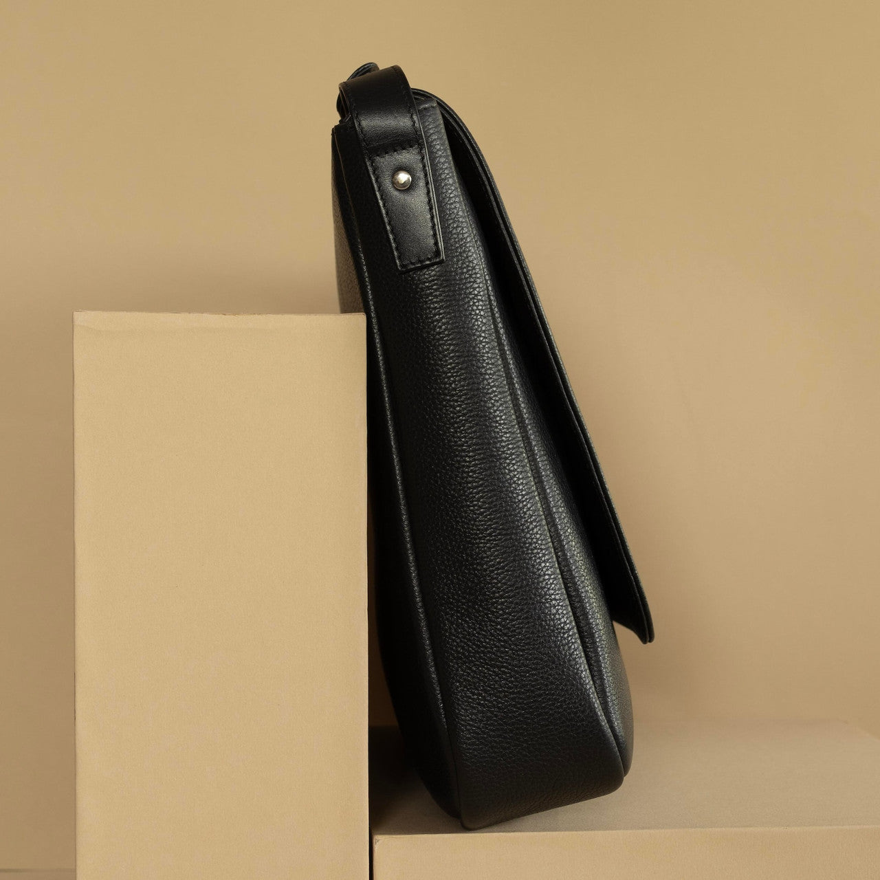 Black Leather Laptop Messenger Bag