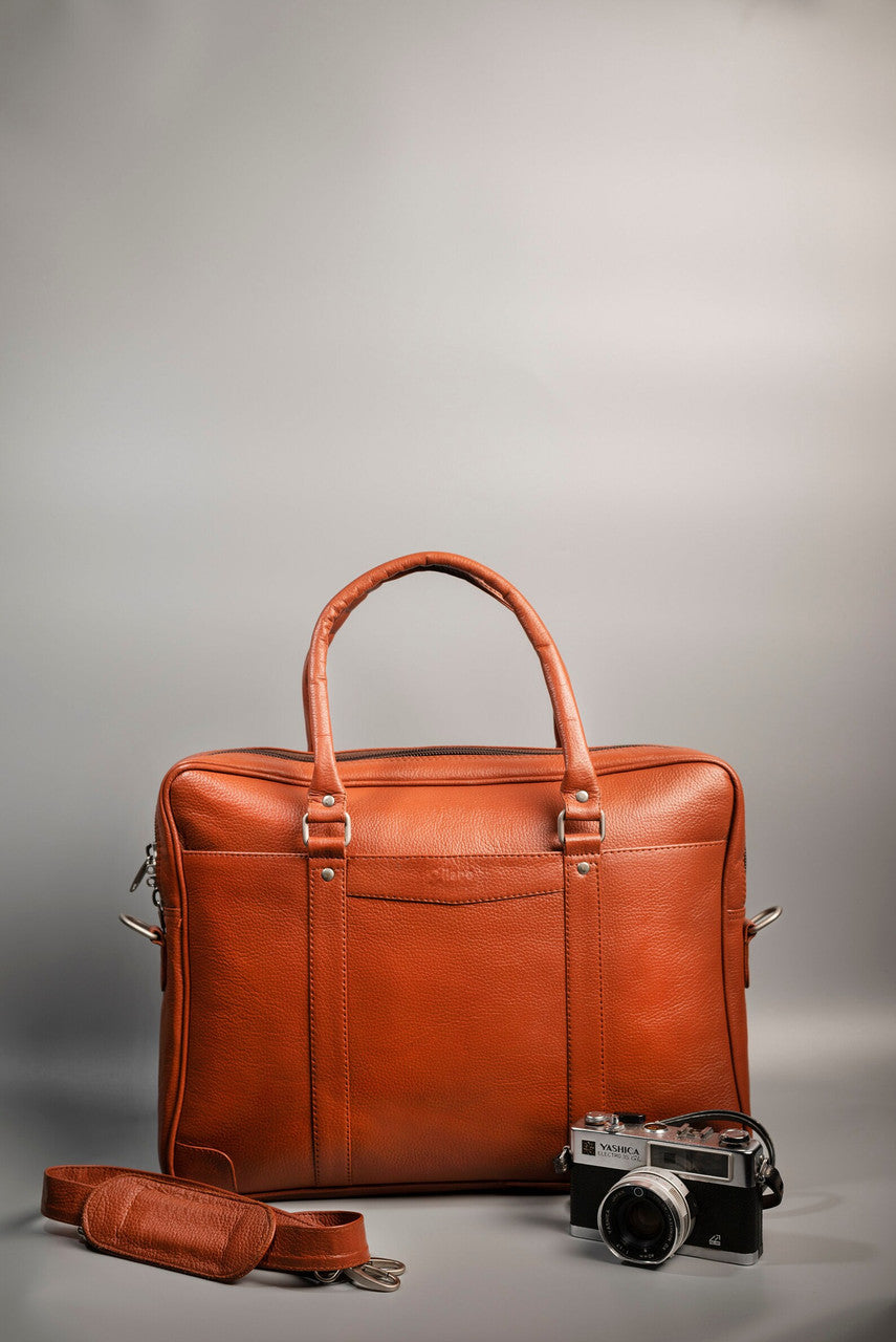 Genuine Brown Leather Laptop Office Bag