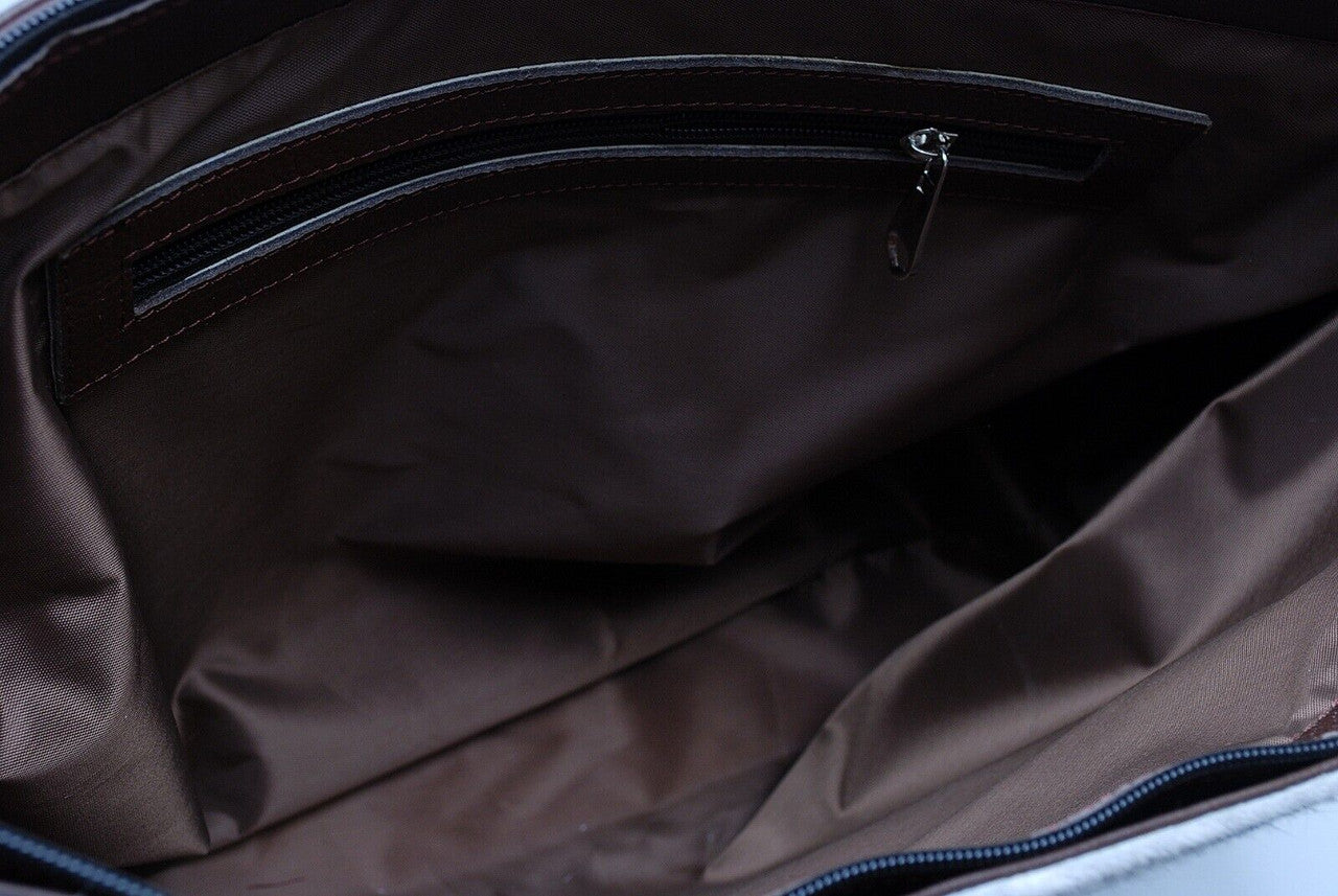 Natural Cowhide Bag Brown White