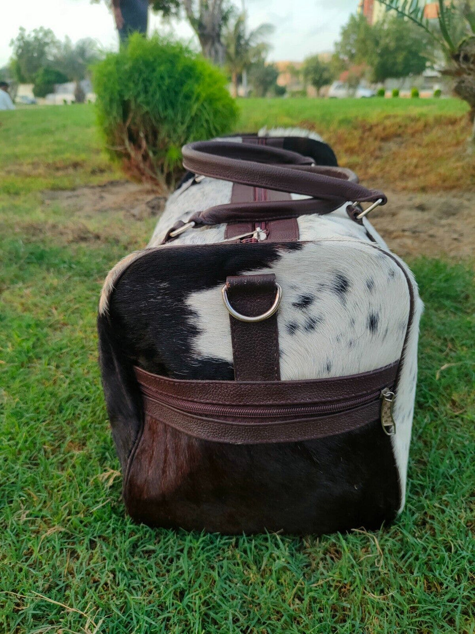 Tricolor Cowhide Duffle Bag