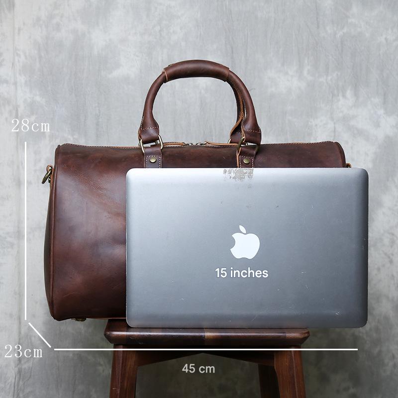 Leather duffel bag for men travel overnight